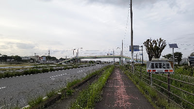 奥に見える歩道橋が道の駅入り口交差点の目印。片側2斜線の国道沿いですが、4号線ほどは交通量やトラックは多くないと思います。