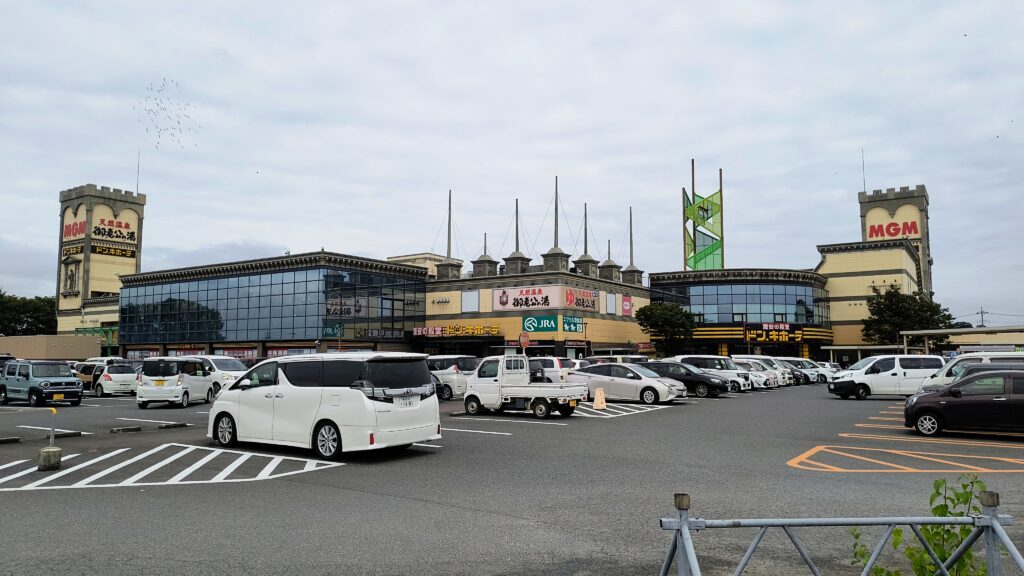 こちらはスーパーと同敷地内にあるドン・キホーテや温泉が入った複合施設。